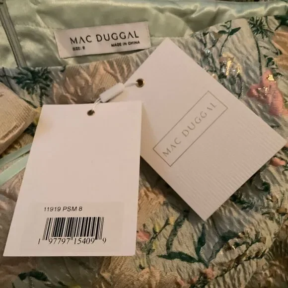 MAC DUGGAL  11919 Multicolor One Shoulder Brocade Floral Dress With Bow - Picture 16 of 16